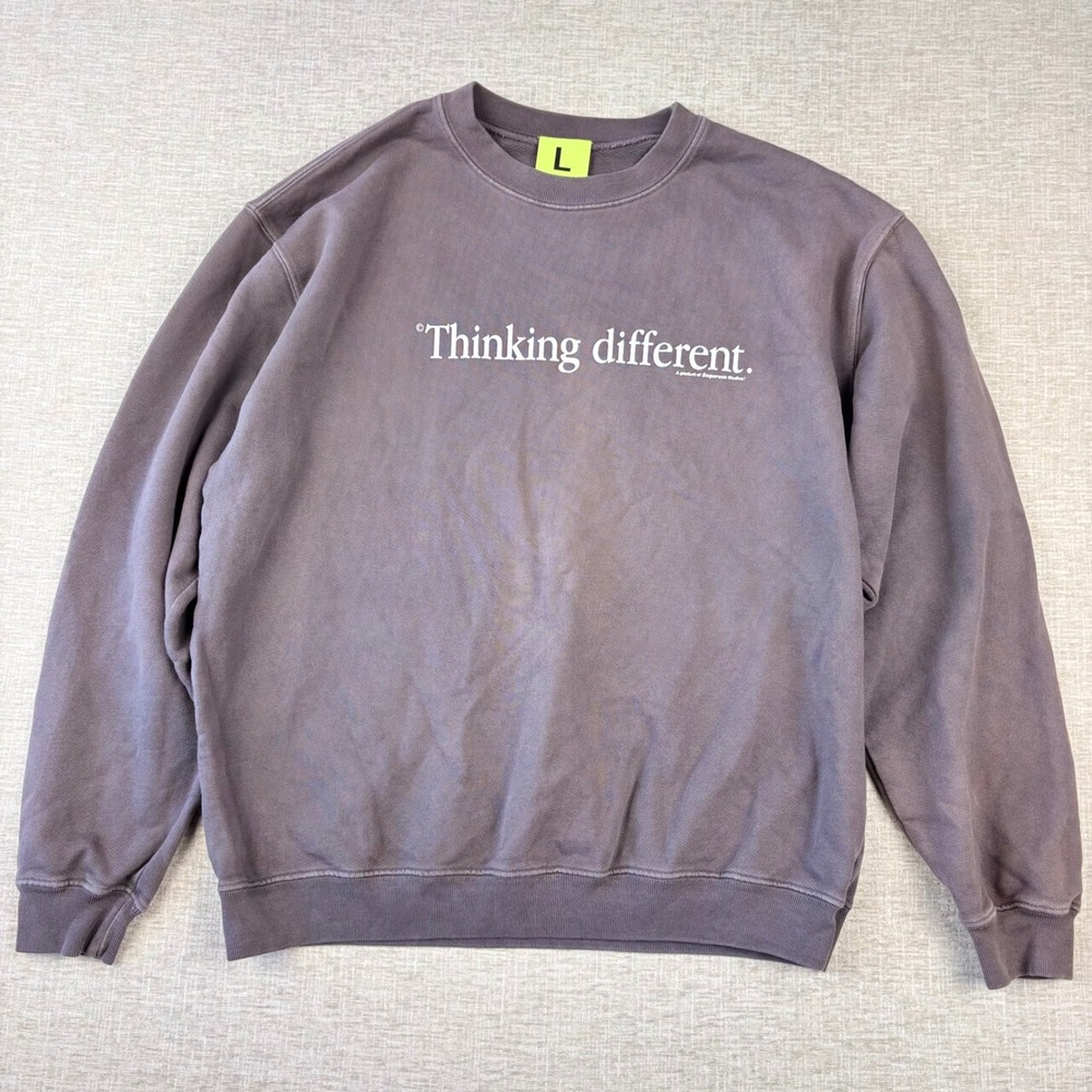 Supervsn Studios Mens Large Thinking Different Sweatshirt Faded Purple  Crewneck